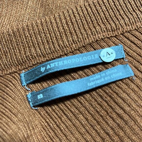 Anthropologie Women's Vanessa Ribbed Knit Poncho Sweater Honey Size XS NWT - Picture 4 of 9